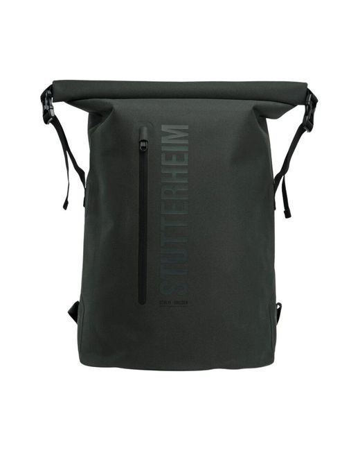 Stutterheim Black Wasserdichter rolltop-rucksack für den täglichen gebrauch