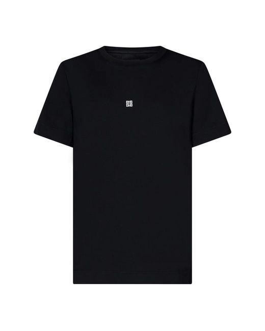 Givenchy Schwarze crewneck t-shirts und polos mit bestickten logos in Black für Herren