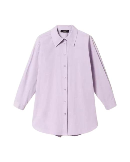 Camicia classica in popeline con ricamo di Twin Set in Purple