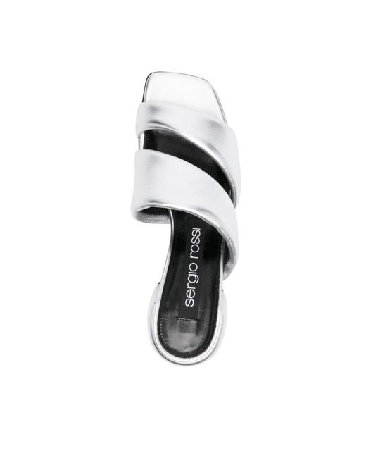 Sergio Rossi White Silberne sandalen mit gepolstertem design