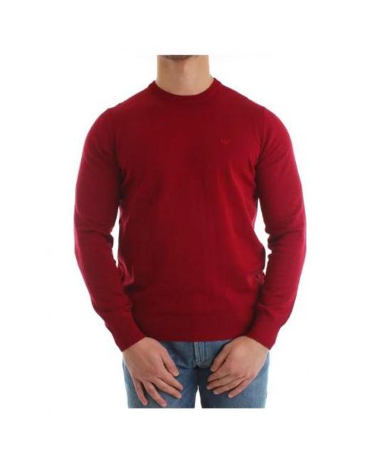 Emporio Armani Red Round-Neck Knitwear for men