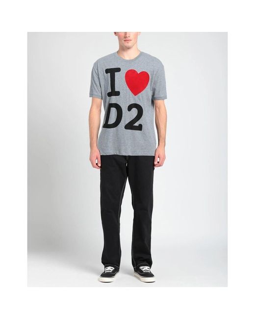 DSquared² Tops ,Grijs ,Katoen Grijze Melange Katoen Viscose T-Shirt in het Gray voor heren
