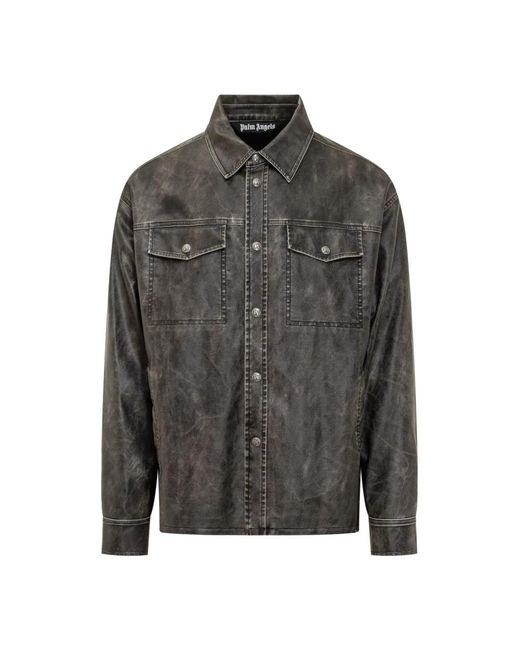 Palm Angels Gray Denim Jackets for men
