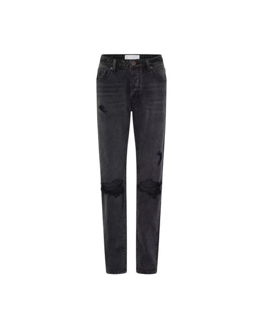 One Teaspoon Jeans ,Zwart ,Katoen Zwarte Truckers Mid Waist Jeans in het Blue