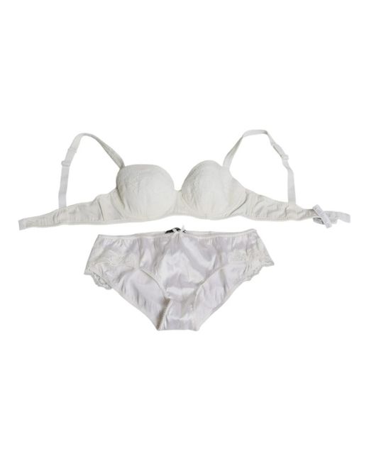 Dolce & Gabbana Ondergoed ,Wit ,Katoen Wit Zijden Stretch Balconette Lingerie Set in het White