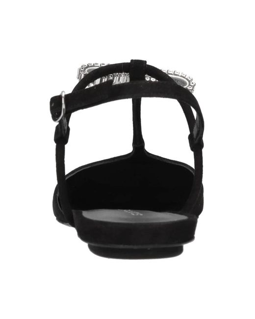 Stuart Weitzman Black Tully Crystal T-Strap