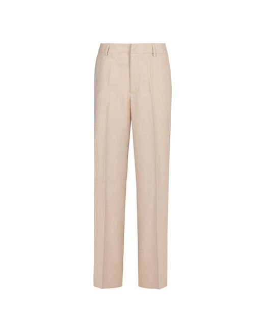 Straight Trousers PT Torino de color Natural