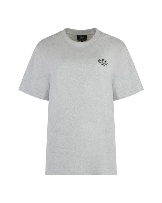 A.P.C. Tops ,Grijs ,Katoen Cotton Logo T-Shirt in het Gray