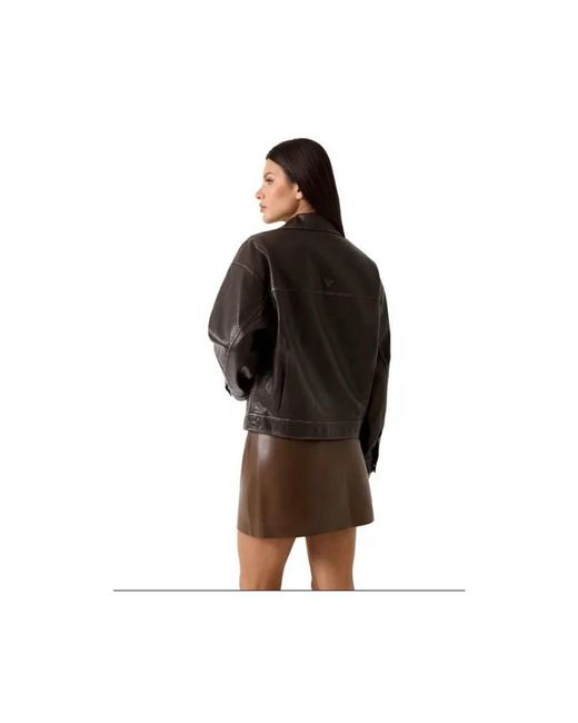 Leather Jackets Guess de color Brown