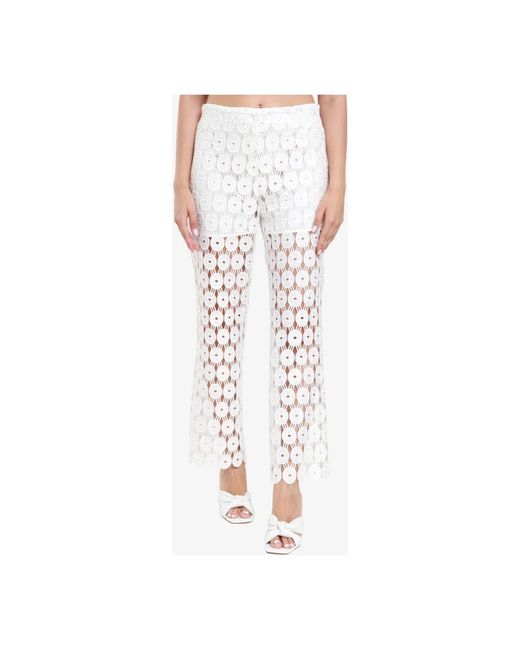 Erika Cavallini Semi Couture Wide Trousers in het White