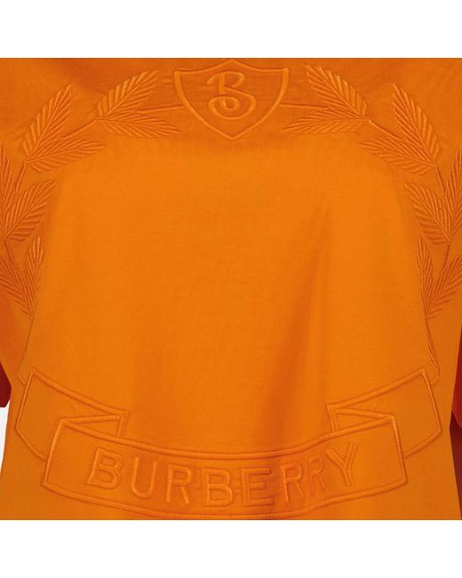 Burberry Orange Oversized rundhals besticktes t-shirt