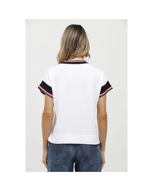 Alpha Studio Tops ,Wit ,Top Met Korte Mouwen En Contrastranden in het White