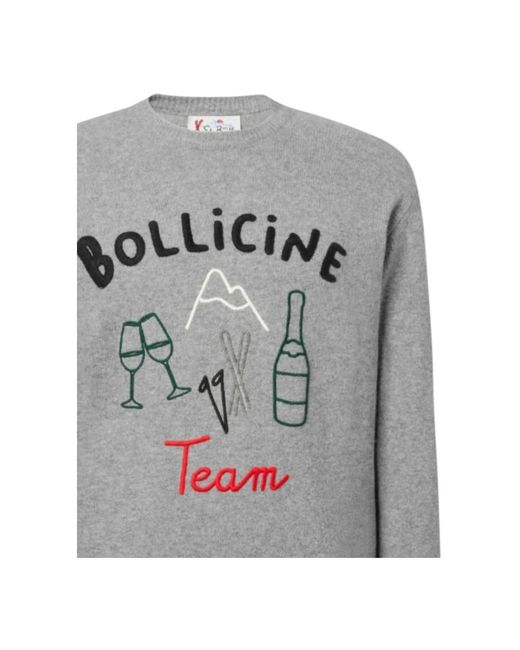 Mc2 Saint Barth Gray Round-Neck Knitwear for men