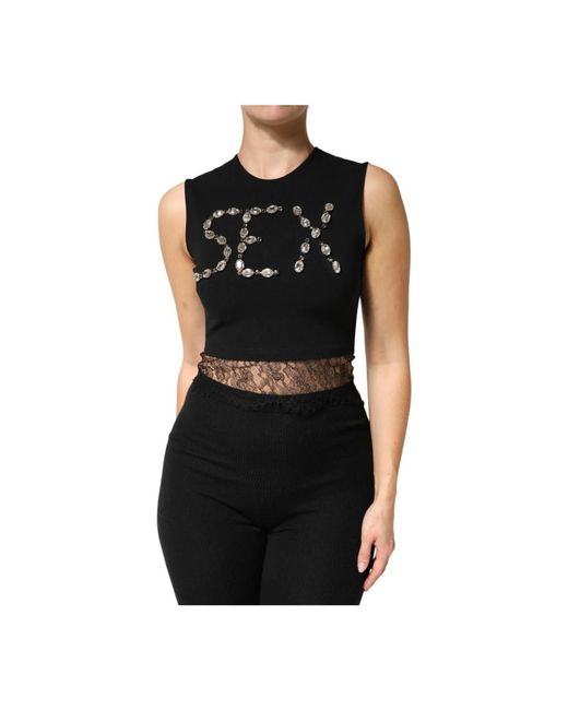 Dolce & Gabbana Black Sleeveless Tops