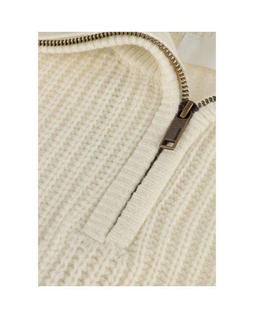 SELECTED Gebreide Half Zip Trui in het Natural voor heren