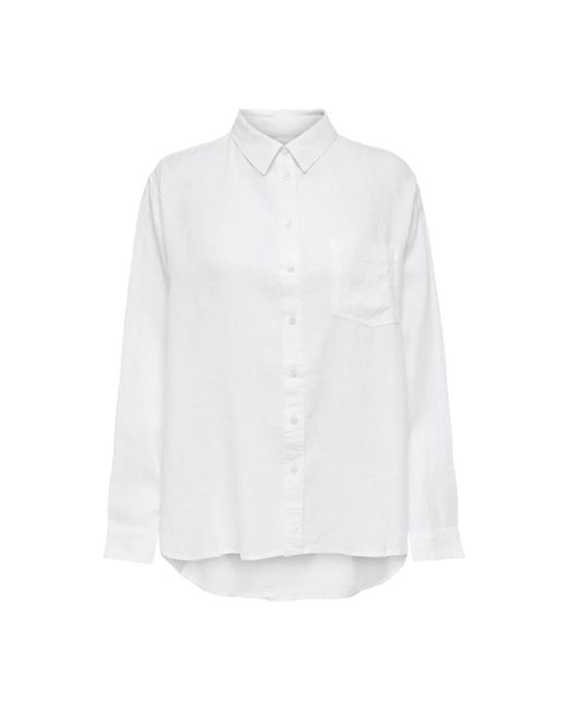 ONLY White Leinen tokyo langarm blend hemd