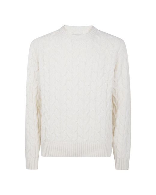 Arte' White Round-Neck Knitwear for men