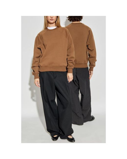 AMI Hoodies & Sweatvesten ,Bruin ,Katoen Sweatshirt Met Logo in het Brown