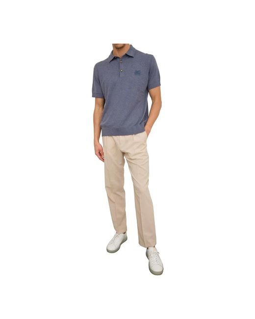 Etro Tops ,Blauw ,Katoen Gebreide Polo Shirt in het Blue voor heren