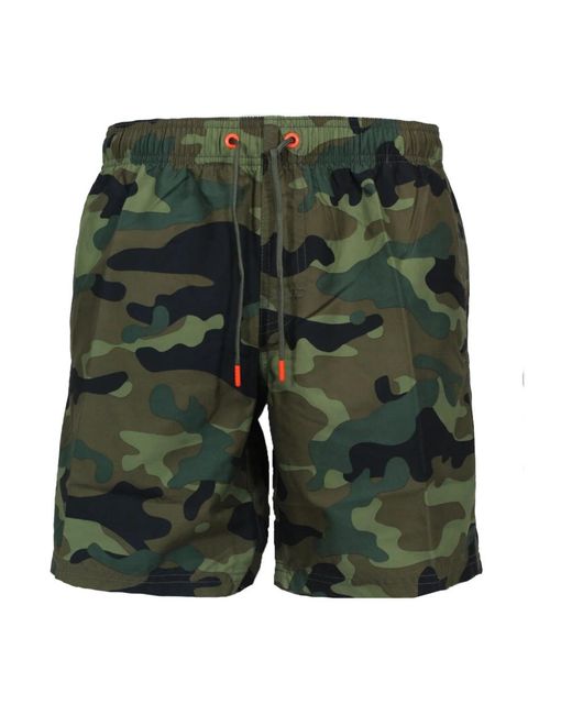 Sundek Gemusterte Polyester-Badehose in Green für Herren