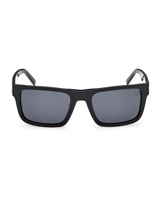 Timberland Polarisierte Rechteckige Sonnenbrille Schwarz Glänzend in Black für Herren