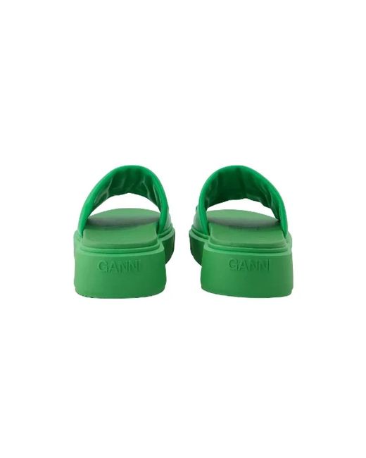 Ganni Green Stoff sandals