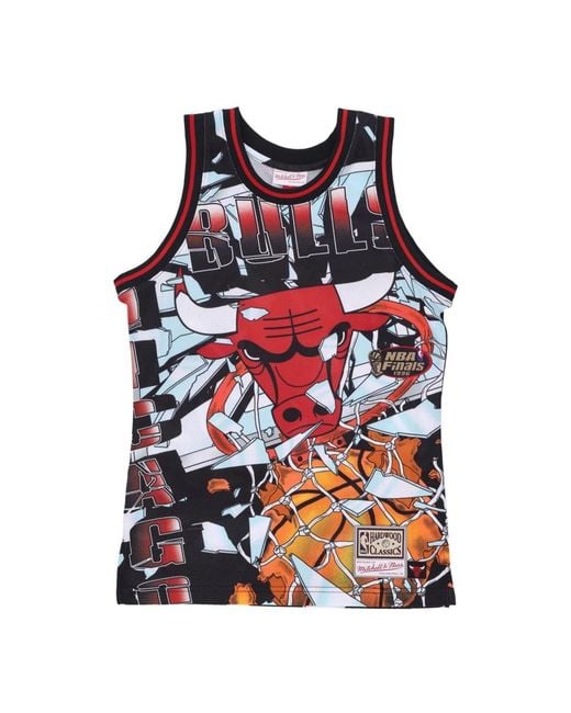 Mitchell & Ness Fitness ,Veelkleurig ,Polyester Chicago Bulls Basketball Tank Top in het Red voor heren