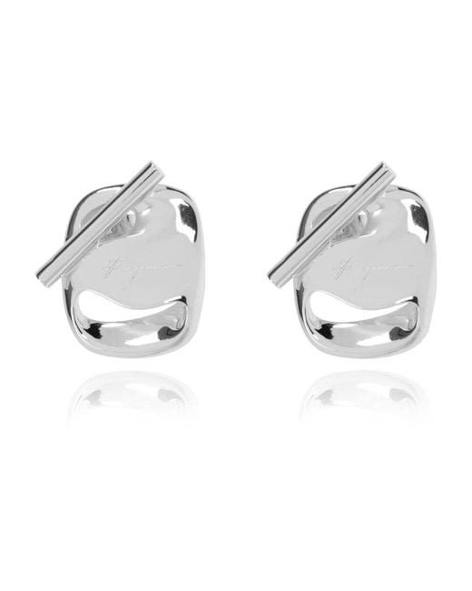Ferragamo Metallic Silberne ohrringe mit graviertem logo