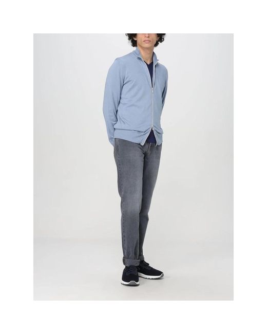 Brunello Cucinelli Luxe Slim-Fit Grijze Denim Jeans in het Blue voor heren