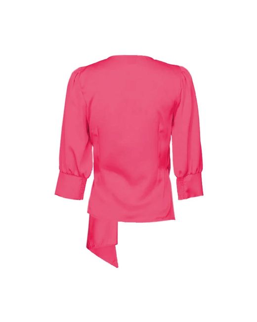 Pinko Pink Bluse mit v-ausschnitt und elastischen ärmeln o
