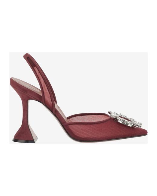 AMINA MUADDI Mesh Slingbacks Met Kristallen Broche in het Pink