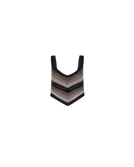 D.exterior Black Sleeveless Tops