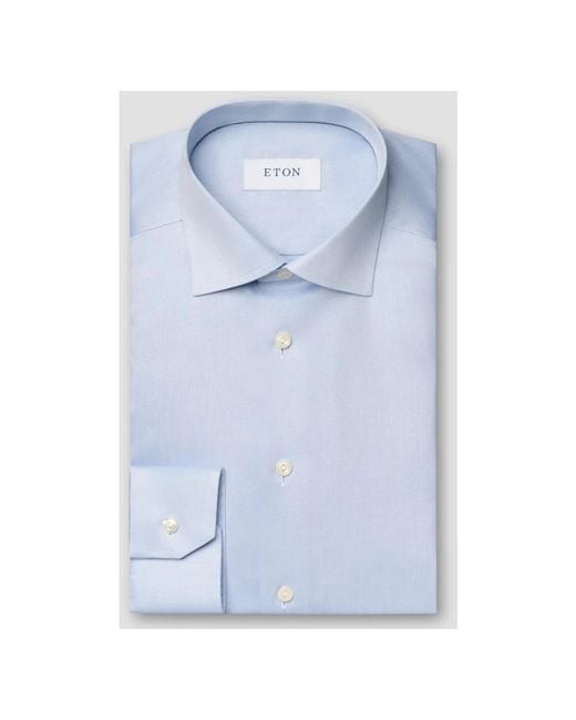Camicia twill signature blu chiaro di Eton of Sweden in Blue da Uomo