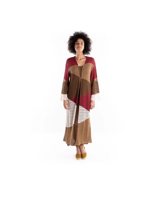 Akep Open-Knit Vest Met Kleurblokken in het Red