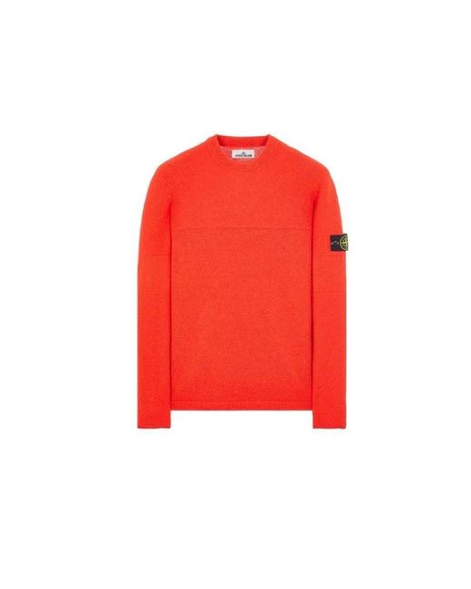 Stone Island Red Round-Neck Knitwear for men