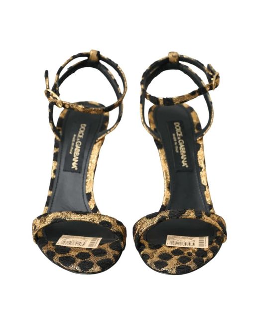 Dolce & Gabbana Metallic Leopard kristall absatz sandalen