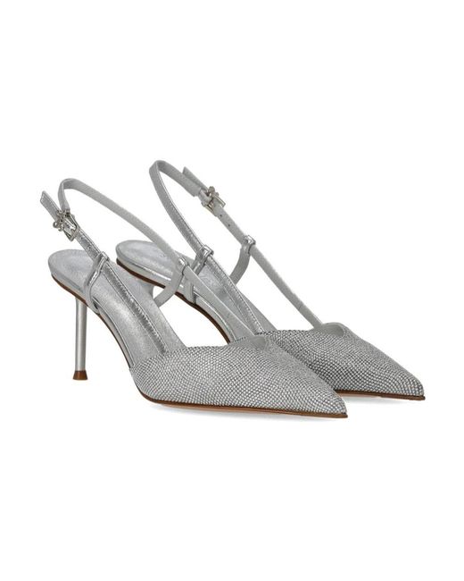 Sergio Levantesi Schoenen ,Grijs ,Leer Giulia Slingback Pump Met Strass in het Metallic