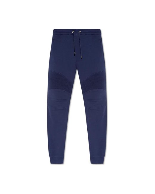 Balmain Broeken ,Blauw ,Katoen Trainingsbroeken Met Logo in het Blue voor heren
