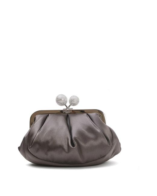 Weekend by Maxmara Gray Braune Kleine Clutch Mit Kettenriemen
