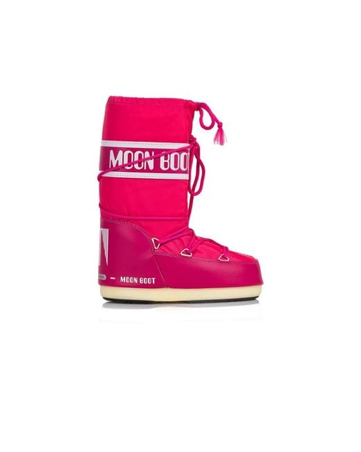Moon Boot Pink Fuchsia wasserabweisende stiefel mit logo-band