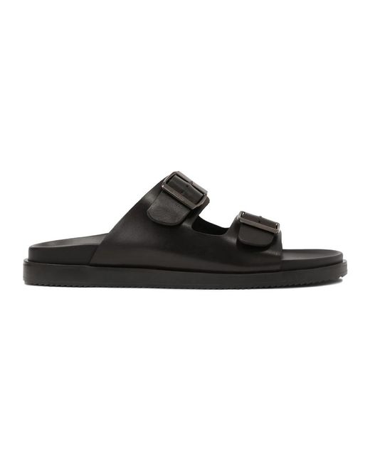 Kazar Schoenen ,Zwart ,Leer Zwarte Leren Slippers Met Gespen in het Black voor heren