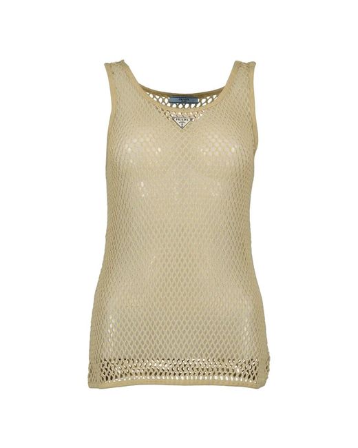 Prada Tops ,Katoen Mesh Katoenen Hemdje in het Green