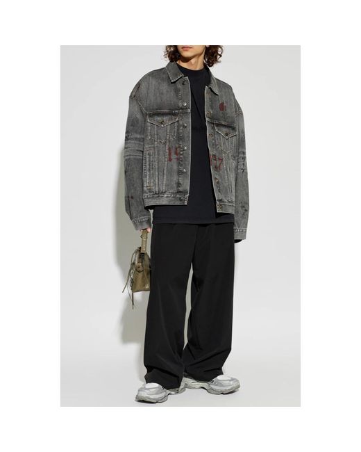 Balenciaga Denim Jacket in het Gray voor heren