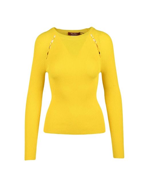 Max Mara Yellow Round-Neck Knitwear
