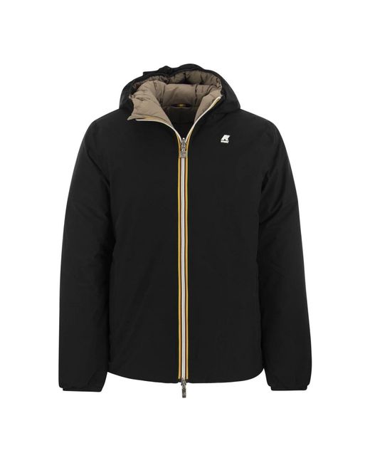 K-Way Jassen ,Zwart ,Polyester Omkeerbare Gewatteerde Donsjas Met Capuchon in het Black voor heren