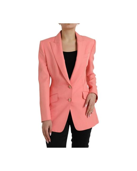 Elegante blazer rosa con solapa pico Dolce & Gabbana de color Pink