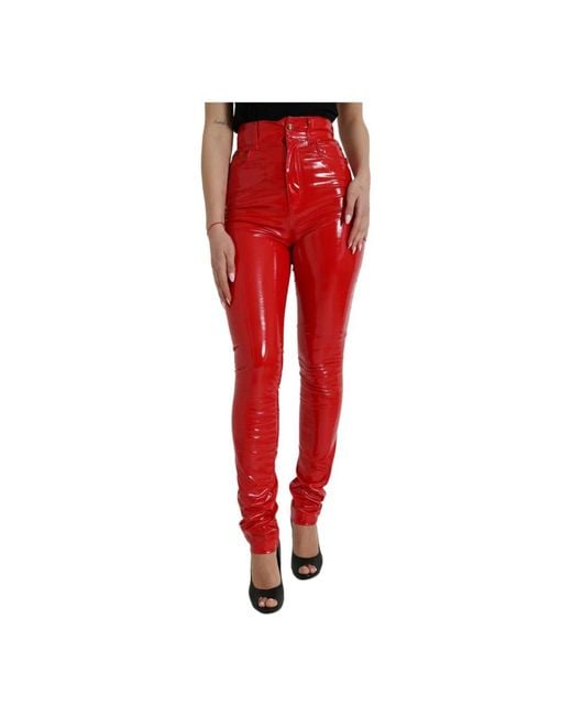 Dolce & Gabbana Red Skinny Trousers