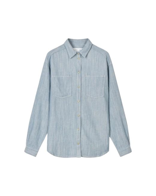Camisa de mezclilla de manga larga con cierre de botón a presión Samsøe & Samsøe de color Blue