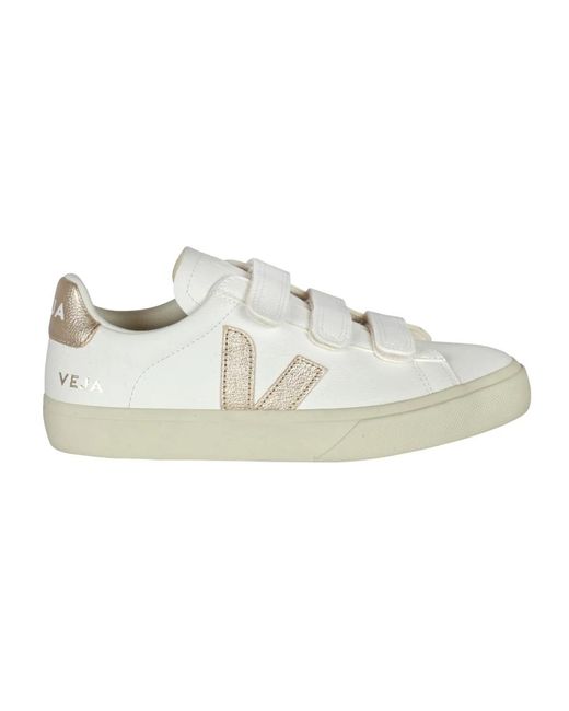 Veja White Leder-sneakers mit klettverschluss