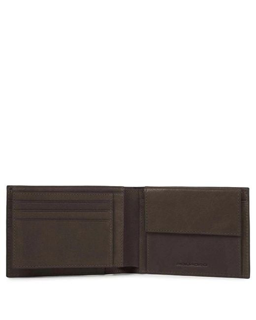 Piquadro Accessoires ,Bruin ,Leer Portemonnee Met Opklapbaar Id-Venster in het Black voor heren